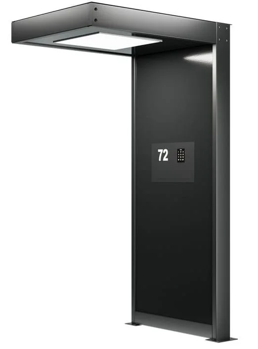 Nowoczesny słupek multimedialny z oświetleniem LED i panelem z klawiaturą numeryczną